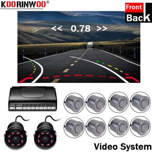 Koorinwoo Parktronic Dynamic Trajectory Car Rearivew Camera Car parking sensors 8 Probes Alarm Front fort Camera Reverse Alarm