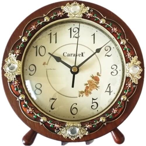Hot European Luxury Table Clock Wooden Home Decor Living Room Bedroom Mute Desk Clock Office Desktop Desk Clock Table Watch Gift