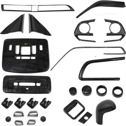 QHCP Air Vent Cover Steering Wheel Button Frame Dashboard Strips Knob Sticker Black Wood ABS Interior For Toyota Camry 2018 2019