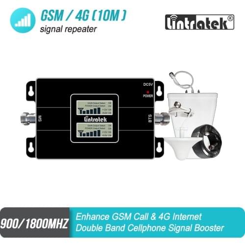 Cellular Signal Repeater 4G Lintratek LCD Display GSM Amplifier 900 1800 65dB Gain 900 1800 Dual Band Booster Amplifier 4G S9