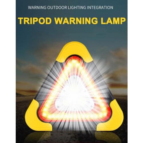 Solar/Usb Charging Multi-functional Tripod Warning Lamp COB Work Light Emergency Light For Auto Yellow Angle