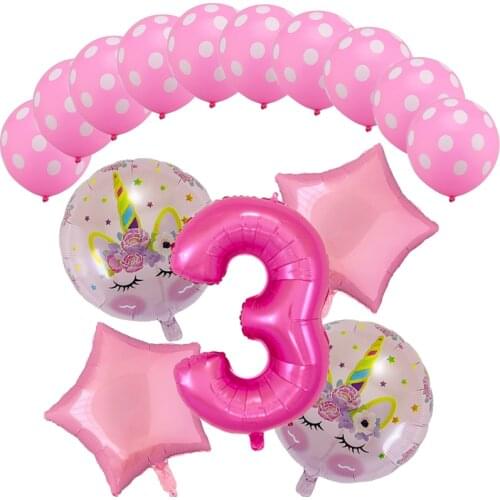 15Pcs/lot Rainbow Unicorn Party Balloons Unicorn Birthday Decoration Number Balloon Kids Birthday Party Baby Shower Decor Globos