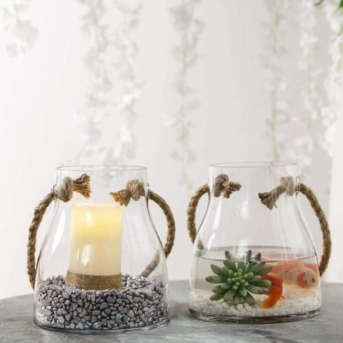 Air Lower Pot Fish Tank Candle Holder Glass Container With Retro Glass Vase Hydroponic Plant Suitable For Home Garden Office Dec