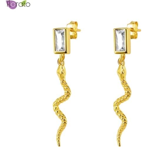 925 Sterling Silver Ear Needle Crystal Snake Shaped Long Pendant Ear Studs Exquisite Luxury Jewelry For Women Birthday gifts