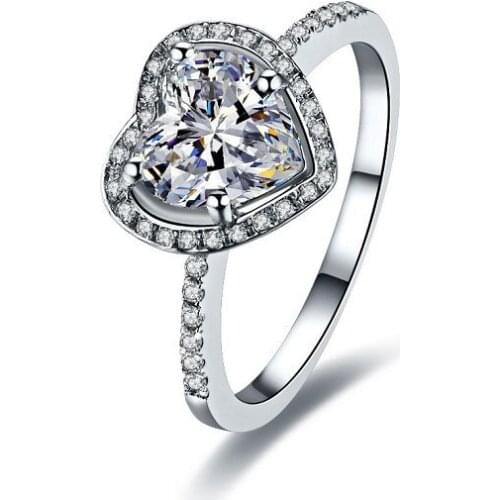 2 Carat Solid 18K Gold Heart Shape Noble Simulate Diamond Wedding Ring For Women Invitation Gift For Lady Pure Gold
