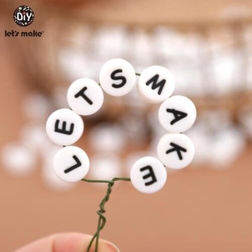 Lets Make 10Pcs Silicone Beads Alphabet Teething BPA Free Baby Teether Beads DIY Accessories Silicone Teether Toy