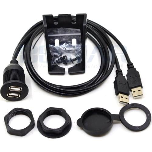 USB 2.0 2 Ports Dual Mount Cable -USB Extension Flush, Dash, Panel Mount Cable, for Car, Boat, Motorcycle and More (3.3FT/1m)