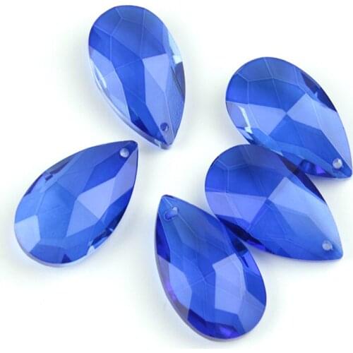 38mm 45pcs blue Glass Crystal Chandelier Pendants Teardrop Prisms Beads DIY Ceiling Lamp Accessories