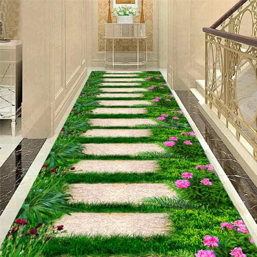 3D Carpet For Living Room Doorway Corridor Rug Pastoral Lawn Path Print Rugs for Bedroom Soft Anti-slip Kitchen Area Rug 80x200