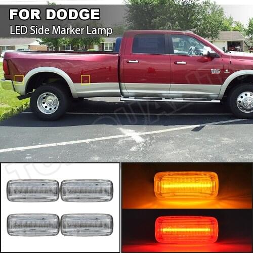 4X Front+Rear Car LED Side Marker Turn Signal Light Amber+Red Lamp For Dodge RAM 2500HD 3500HD 2010-2016 2017 2018 Double Wheel