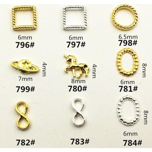 50pcs/pack Japan Korea Alloy Nail Art 3D Gold Silver Square Planet Unicorn Metal Accessorie for Phototherapy Nail Sticker DIY