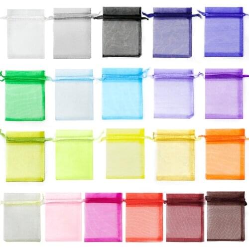 50PCS Jewelry Organza Bag Sachet Packaging Gift Bags Wedding Gifts For Guests Candy Pouches Party Drawable Sweets Pouch Present