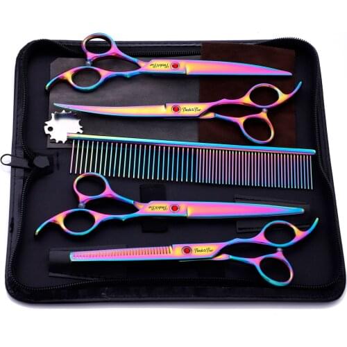 Professional Pet Grooming Scissors Teddy Haircut Hairdressing Set Curved Shearing Tools Cats and Dogs Shaving Nail Clippers