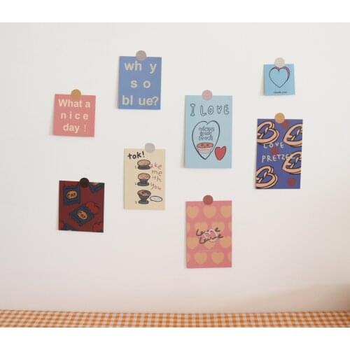 8 Sheets Cake Love Birthday Card Set Girl Bedroom Creative Color Diy Decoration Background Card Double Sided Postcard Photo Prop