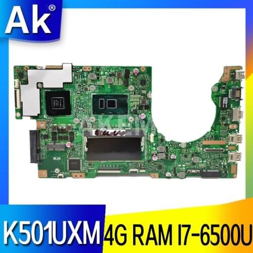 Akmey K501UXM Laptop Motherboard For Asus K501UW K501UXM K501UQ K501UXM Mainboard GTX950M/4GB /I7-6500 CPU/4G-RAM/ DDR4