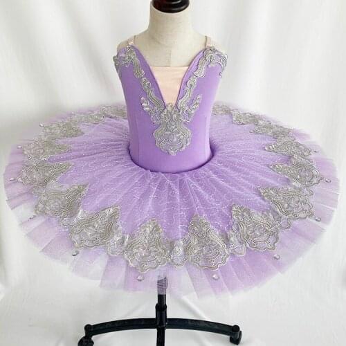 Purple Blue Professional Ballerina Ballet Tutu Dress For Girls Kids Adults Sequins Pancake Tutu Ballet Dance Costumes For Girls