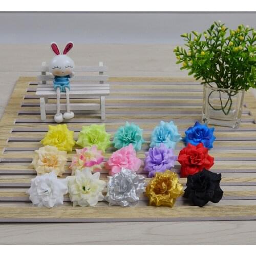 10Pcs 4.5cm Gold Mini Silk Rose Fake Flower Heads DIY Scrapbooking Cheap Garland Artificial Flowers for Home Wedding Decorative