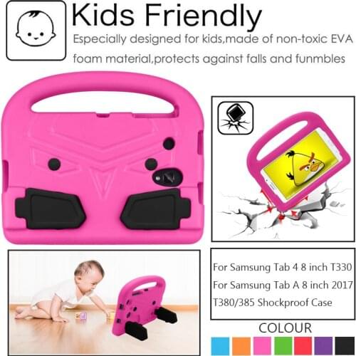 Kids Children Shockroof Case For Samsung Galaxy Tab A 8.0 inch SM-T380 T385 2017 Tab 4 8 T330 EVA Foam Case Handle Stand Cover
