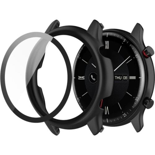 For Huami Amazfit GTR2 ESIM Bracelet Frame PC Protective Case + Tempered Glass Screen Protectors For Amazfit GTR2e SIM Cover