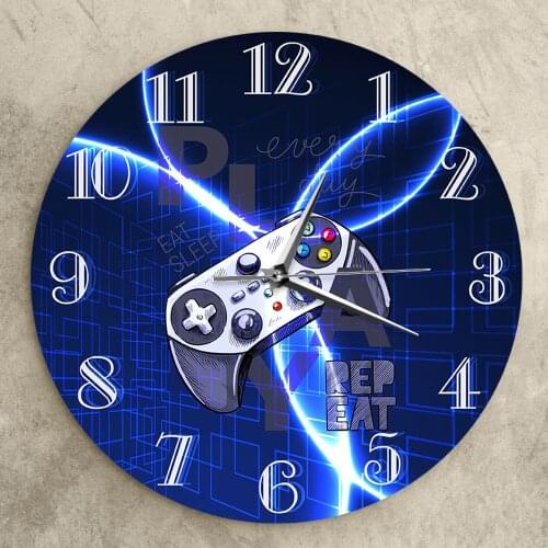 Video Game Controller Designer Gamer Clock Lightning Gamepad Playroom Wall Clock aming Room Joystick Wall Art Decor Gift