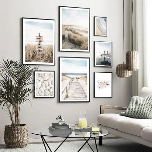 Summer Beach Seashell Canvas Painting Nature Landscape Grass Nordic Poster Art Print Wall Picture Home Living Room Decoration