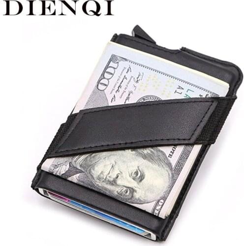 DIENQI Anti Rfid Blocking Credit Card Holder Men Minimalist Wallet Metal Vintage Business Bank Creditcard Card Protector Case