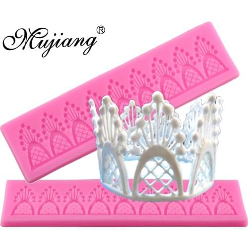 Mujiang Crown Cake Border Silicone Lace Mat Wedding Fondant Cake Decorating Tool Sugar Craft Chocolate Candy Mold Kitchen Baking