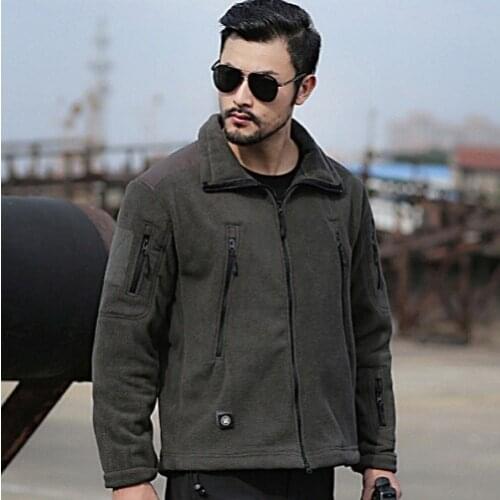 Men Thicken Warm Military Army Fleece Jacket Patchwork Multi Pockets Polartec Mens Jacket and Coats