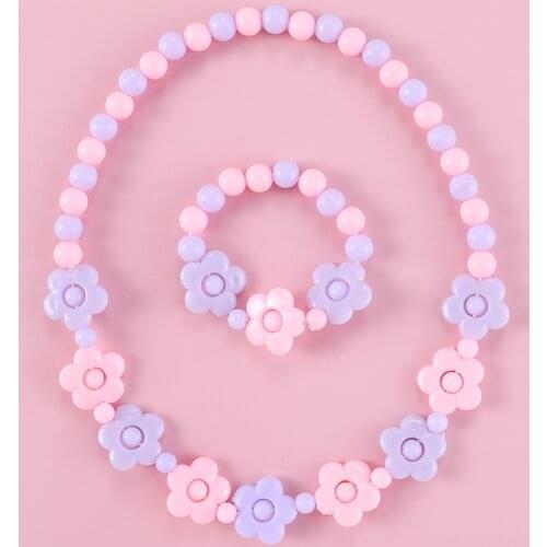 Makersland Princess Baby Girls Toys Children Bracelet Necklace Sets Adjustable Rope Bracelets Charms Beads Cute Jewelry Gifts