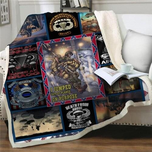 Brave soldier 3D Printed Sherpa Blanket on bed Couch Quilt Cover Travel Bedding Velvet Plush soft Throw Fleece Blanket Bedspread