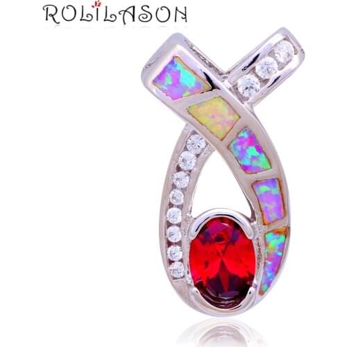 Wholesale Retail Designers Gifts Light Purple fire Opal Fashion jewelry Silver Stamped Necklace Pendant for women OP480