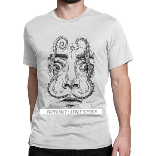 Octopus Dali T-Shirt Men Salvador Surrealism Painter Portrait Artist Vintage Cotton Tees Camisa T Shirts Hallowmas Tops