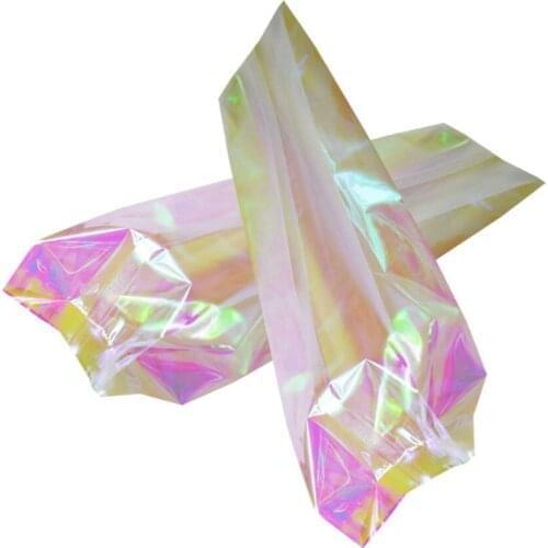 100pcs Holographic Plastic Bag for Xmas Gift Packaging Candy Cookies Storage