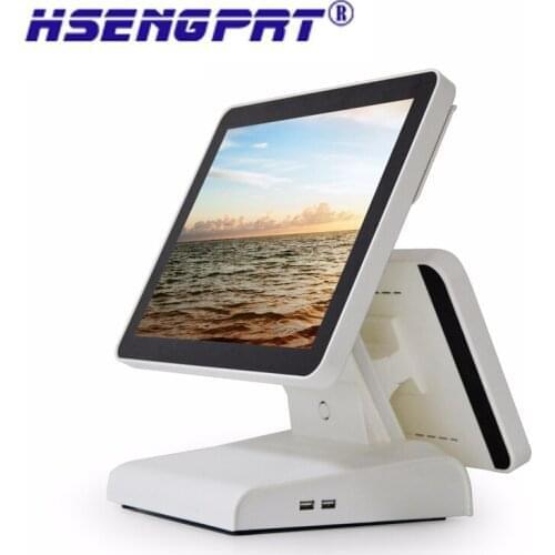 Pos system 15 inch dual display with 12 inch customer screen all in one pc Cash Register pos billing machine HS-B156-2