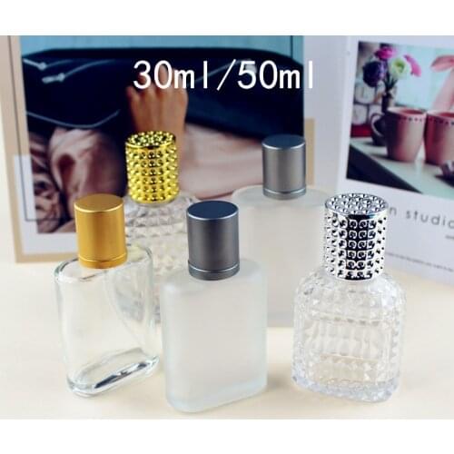 Logo Welcome 30ml 50ml 100ml Clear Glass Spray Bottle Frosted Square Glass Perfume Bottle Cosmetic Packaging Bottle Vials