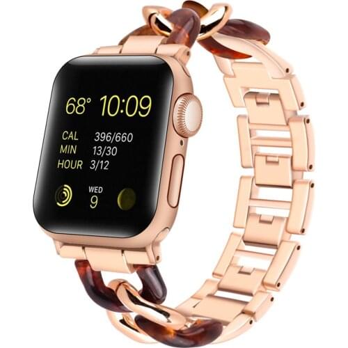 Resin Bracelet Strap for Apple watch 38mm 42mm Stainless Steel band for iwatch 6 SE 5 4 3 2 1 Women watchband 40mm 44mm