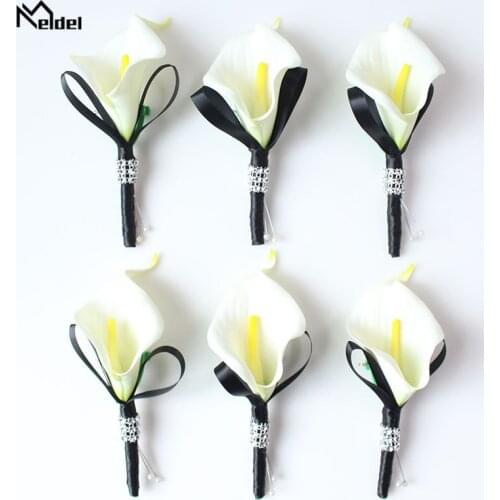 Meldel Fake Calla Lily Wedding Corsage Flower Wedding Brooch for Bridesmaids Flower Marriage Wedding Planner Corsage Boutonniere