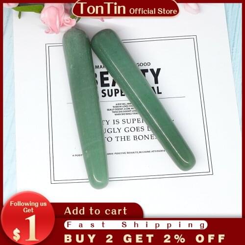Tontin Natural Aventurine Aventur Jade Guasha Board Gree Stone Scraping GuaSha Tools V line Face Beauty Kit Healthcare