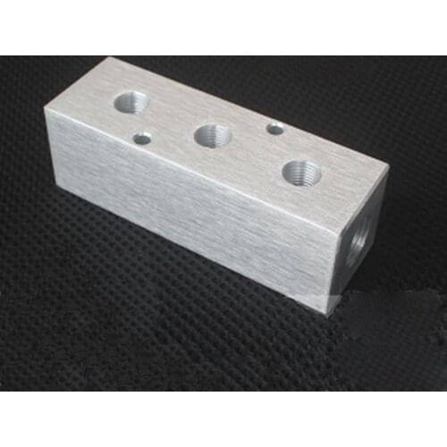 G1/2" In G1/4" Out 3 Way Pneumatic Air Solid Aluminum Manifold Block Splitter