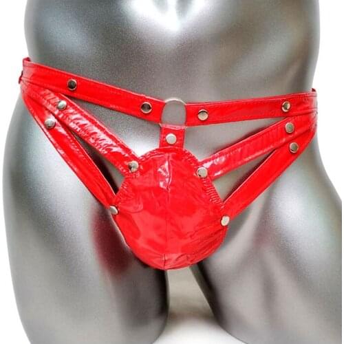 Gay Men Panties Sexy Lingerie Faux Leather Crotch Erotic Male G-string Underpant Seductive Thong Jockstrap Penis Pouch Underwear