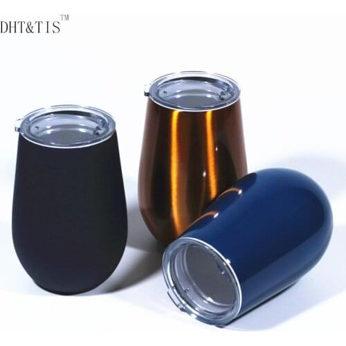 Vacuum Cup 12OZ Egg Shaped Cup 304 Stainless Steel Wine Glass with Lid Wine Beer Tea Coffee Cold insulation Cup can you swig it