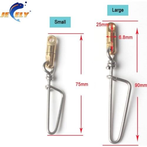 5pcs 75mm/90mm S.S+copper heavy duty swivel with coastlock snap connector for longline saltwater fishing