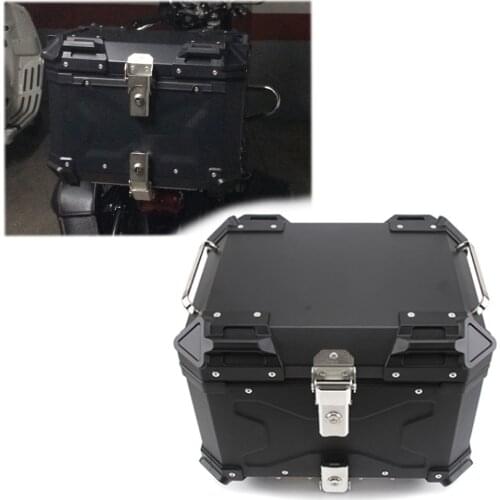 X Type Motorcycle Embossed Aluminum Alloy Tail Box Trunk Luggage 45L Large Electric Vehicle Tail Box Storage Box