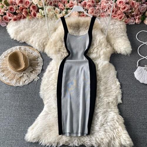 Color Patchwork Linen summer woman dress Spaghetti Strap Strapless Casual Casual Sleeveless Tight Bodycon Midi vestidos