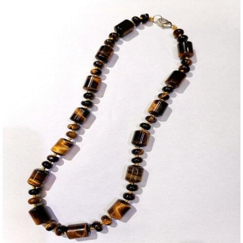 1 Strand 13x10mm Wholesale Natural Brown Tiger Eye Gem Cylindrical Pendant Necklace Jewelry Ornaments 16.5inch S335