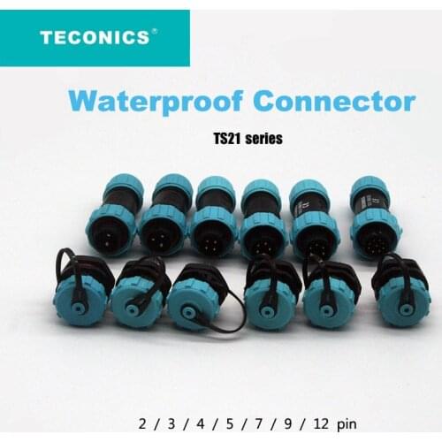 1Pcs TS21 IP68 Round Waterproof Connector led Aviation Connector Series Male Plug & Female Socket 2/3/4/5/7/9/12 pin