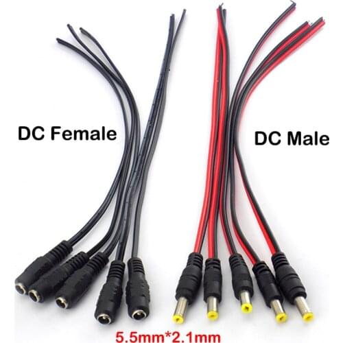 DC Extension Connectors 12V Male Female Jack Cable Wire Line Adapter Plug Power Supply 5.5x2.1mm For LED Strip Light CCTV Camera