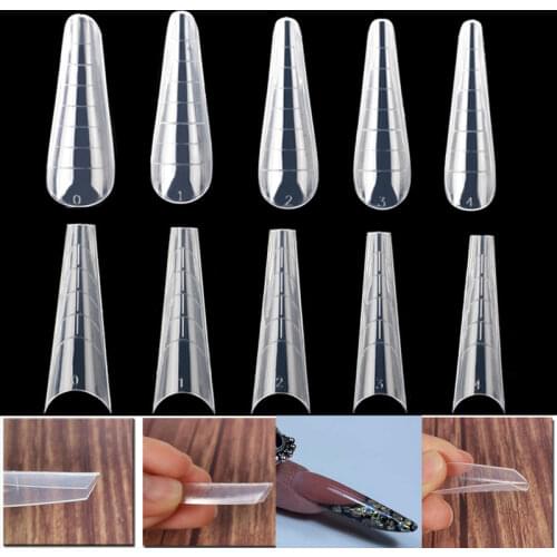 Nail Tips Quick Building Mold Dual Form False Nails Reusable Clear Manicure Tools for Extension Gel Nail Art