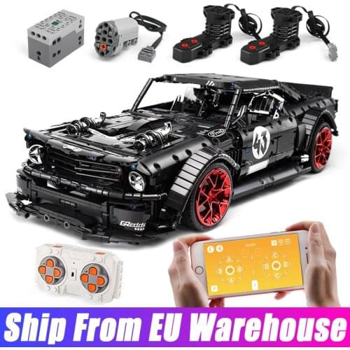 Mould King 13108 High-tech Mustangsed Hoonicorns Car Model APP RC Muscle Cars MOC-22970 Building Blocks Kids Toys Birthday Gifts