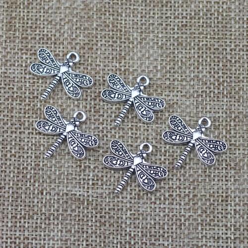 15 Pieces 20*21mm Mixed Alloy Antique Silver Color Dragonfly Charms Vintage Pendant Accessory For DIY Jewelry Making